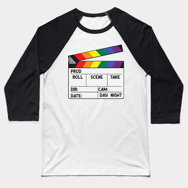 Film Slate - Rainbow Pride Baseball T-Shirt by LaLunaWinters